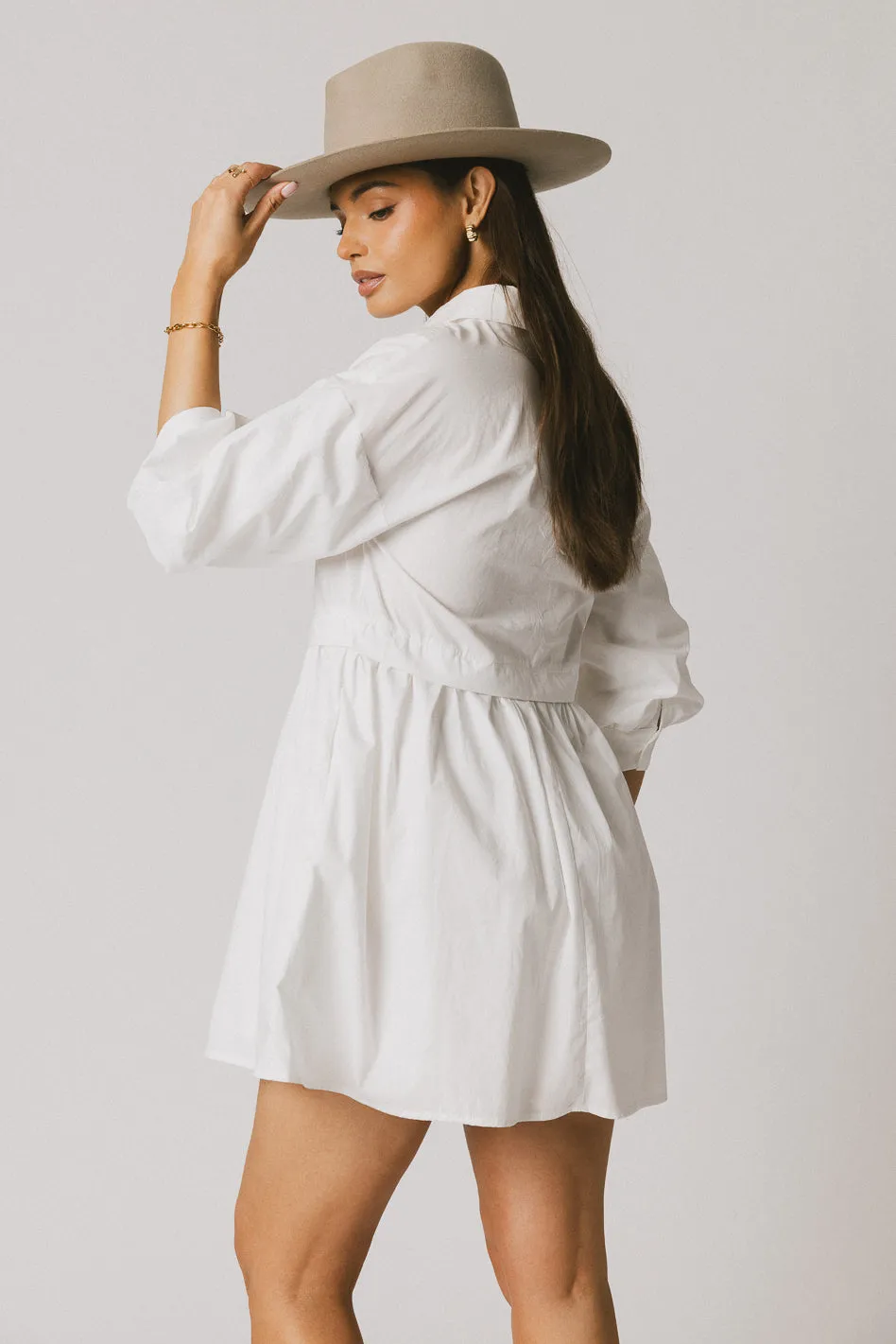 Oliver Collared Mini Dress in White - FINAL SALE sold by bohme product image thumbnail 2