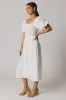 Janie Smocked Midi Dress in White - FINAL SALE sold by bohme