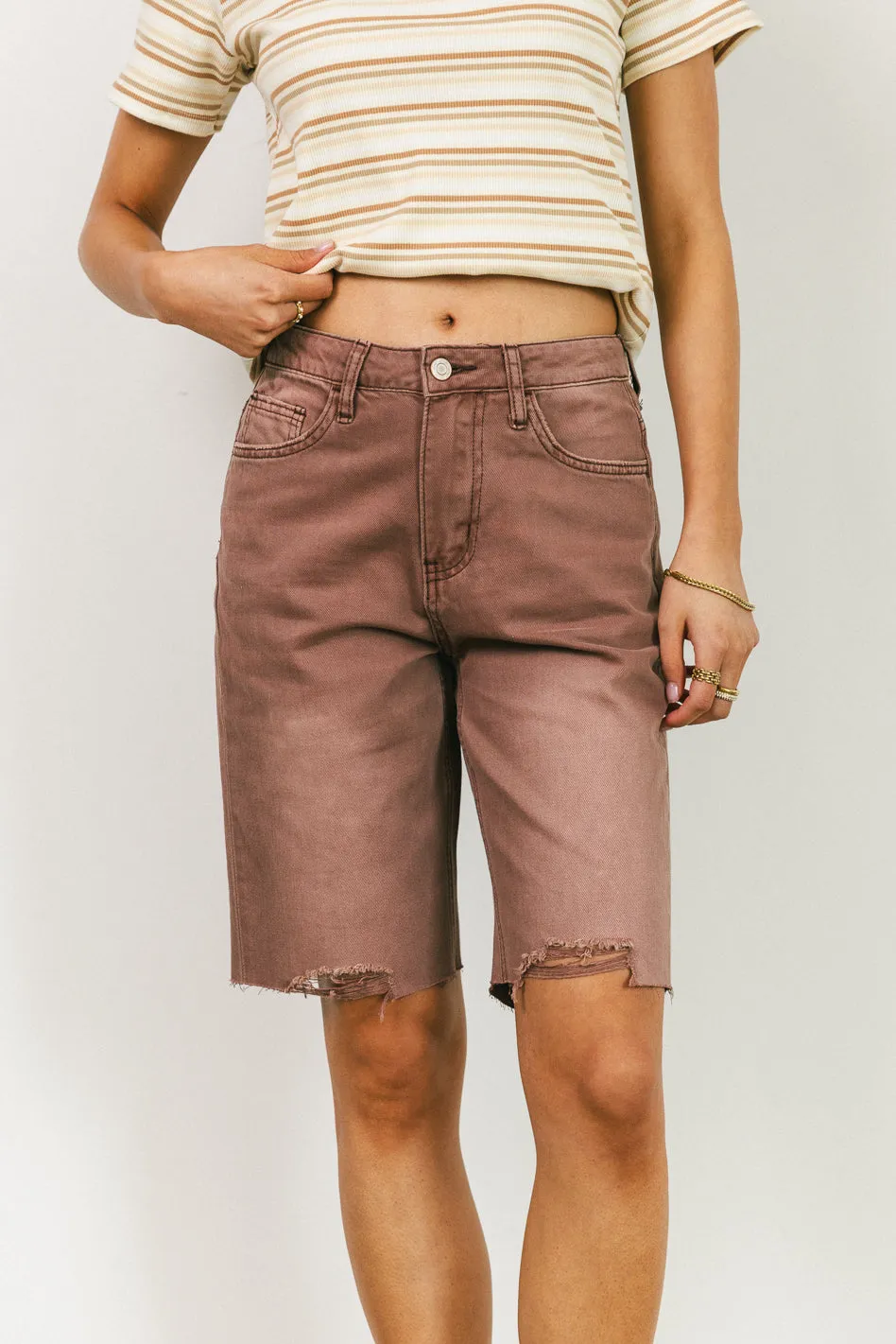 Marlene Denim Shorts in Mauve - FINAL SALE sold by bohme