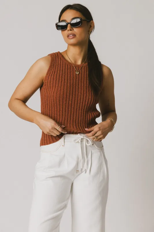 Riley Ribbed Top in Clay sold by bohme