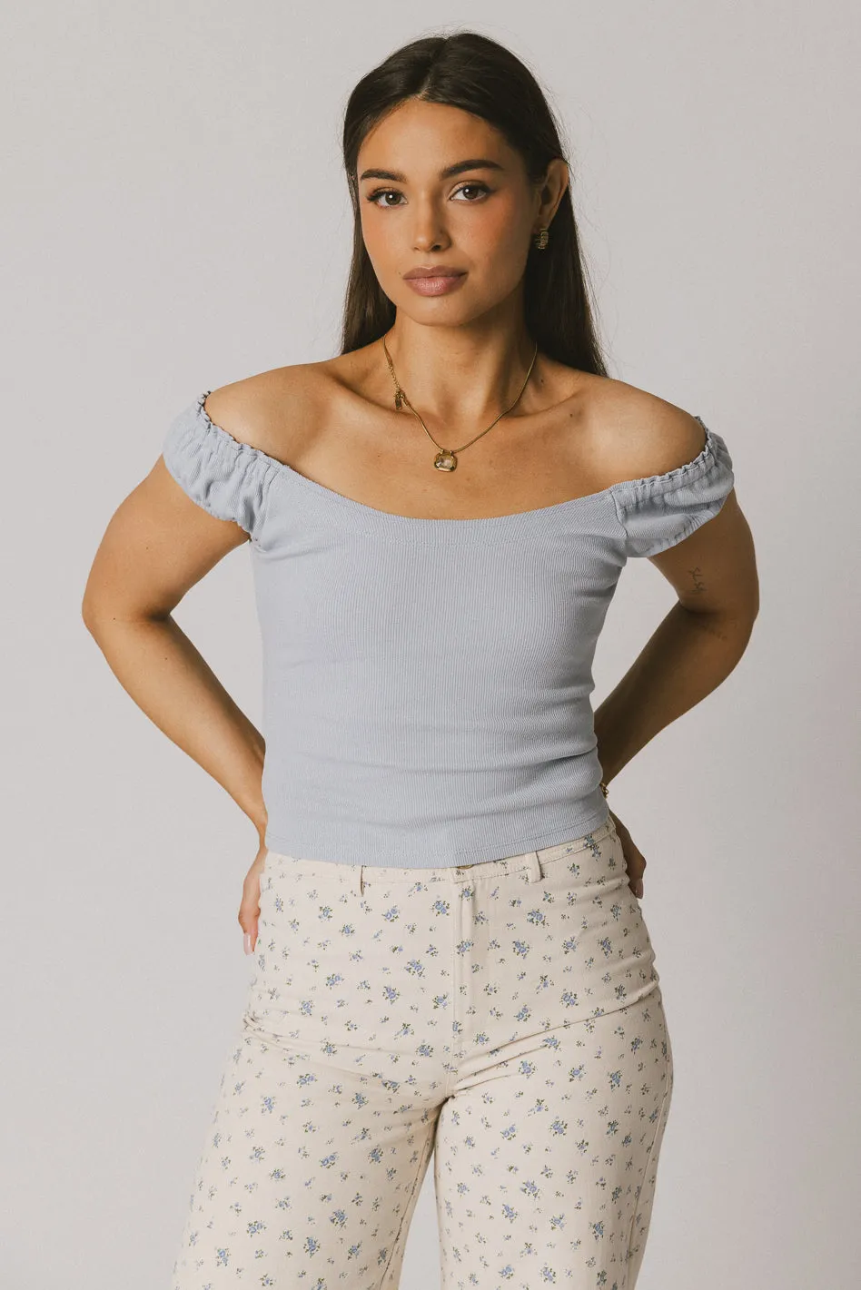Ace Ribbed Top in Powder Blue - FINAL SALE sold by bohme product image thumbnail 4