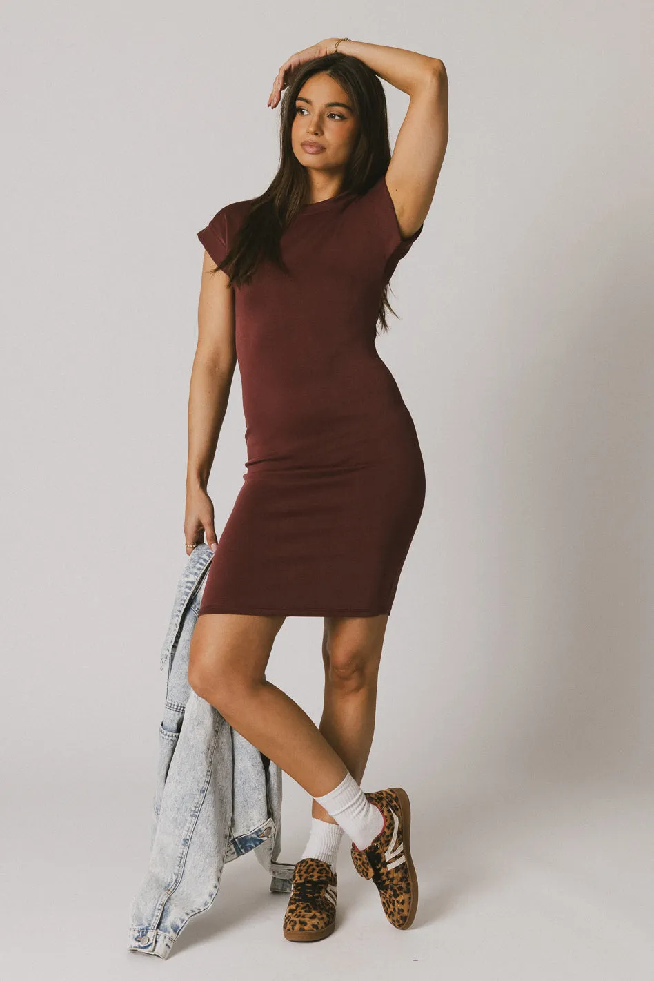 Lauren Tee Shirt Mini Dress in Berry - FINAL SALE sold by bohme product image thumbnail 5