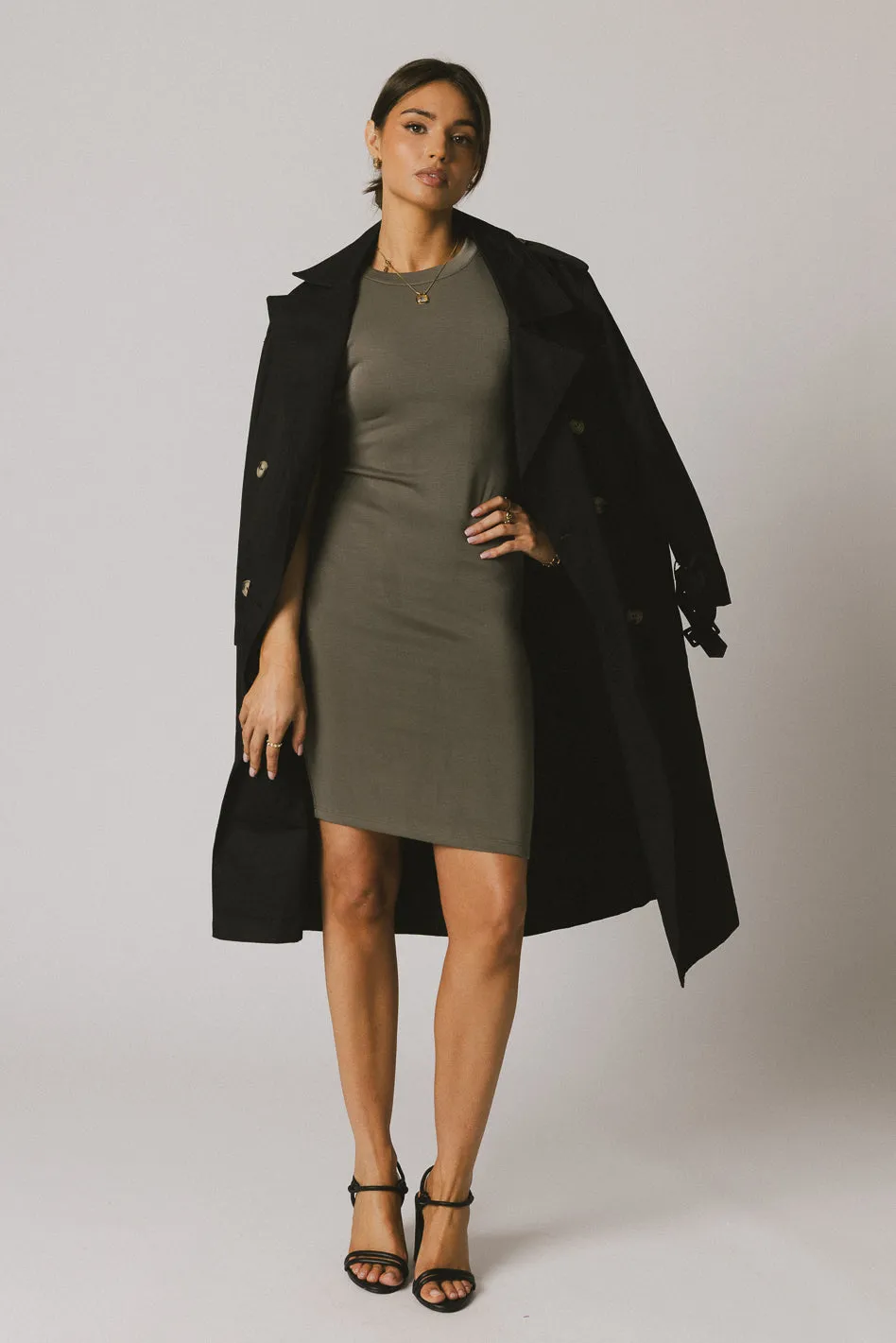 Lauren Tee Shirt Mini Dress in Olive - FINAL SALE sold by bohme product image thumbnail 5