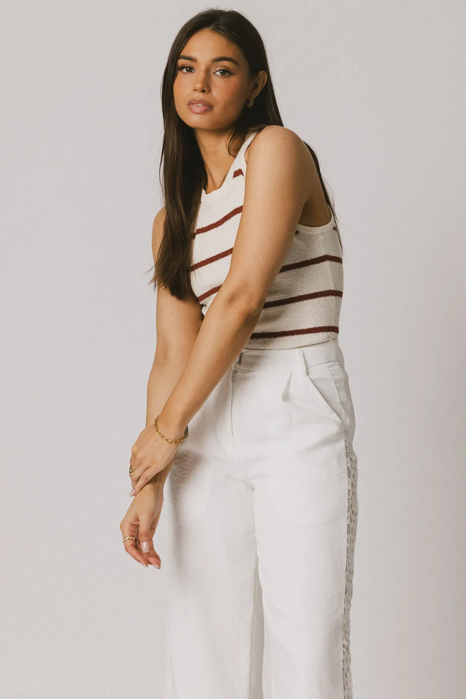 Kamari Striped Tank Top in Marsala - FINAL SALE sold by bohme product image thumbnail 4