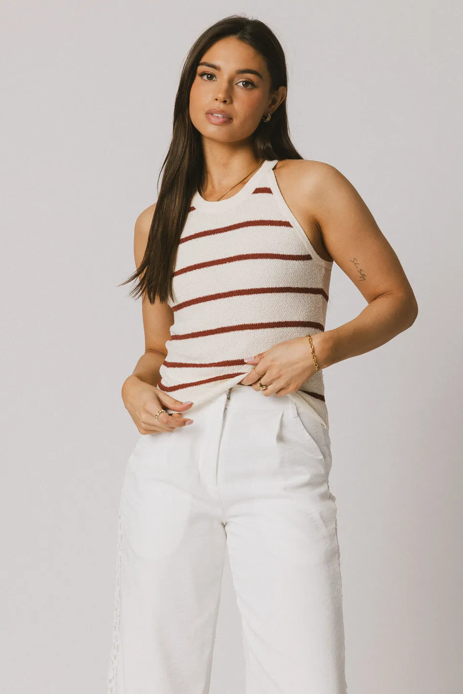 Kamari Striped Tank Top in Marsala - FINAL SALE sold by bohme product image thumbnail 5
