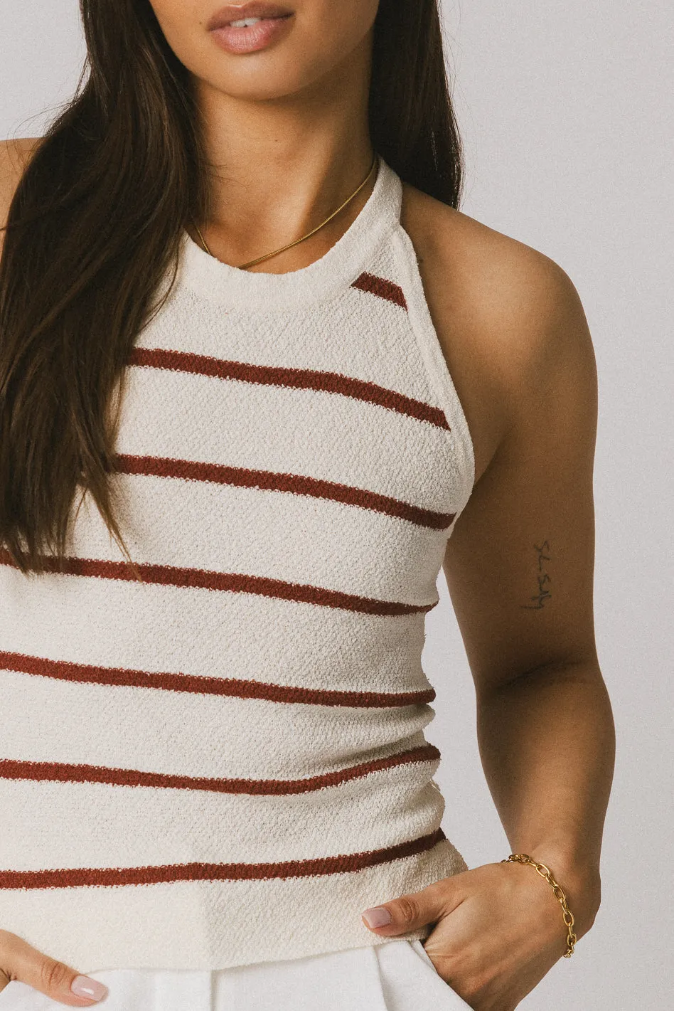 Kamari Striped Tank Top in Marsala - FINAL SALE sold by bohme