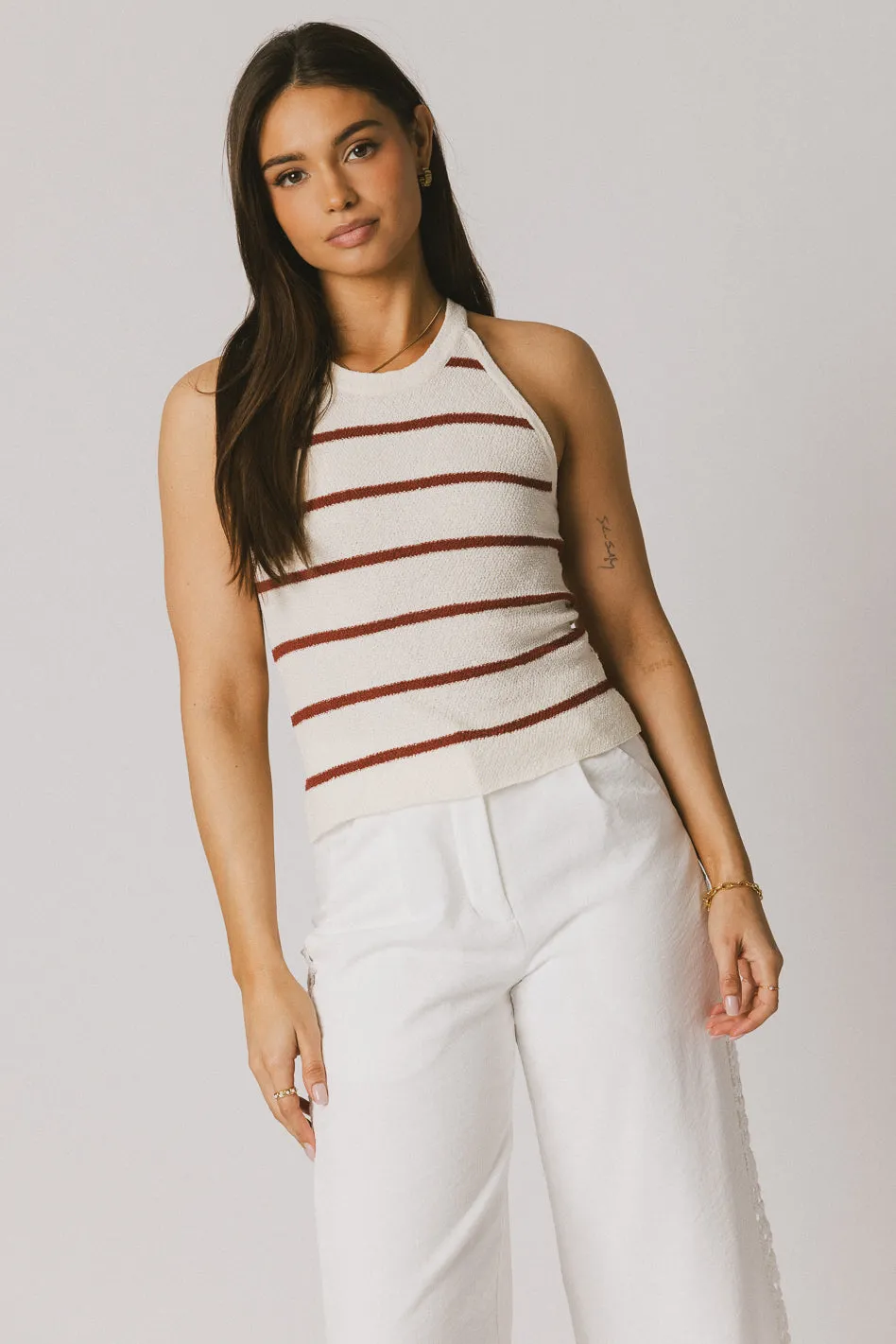Kamari Striped Tank Top in Marsala - FINAL SALE sold by bohme product image thumbnail 3