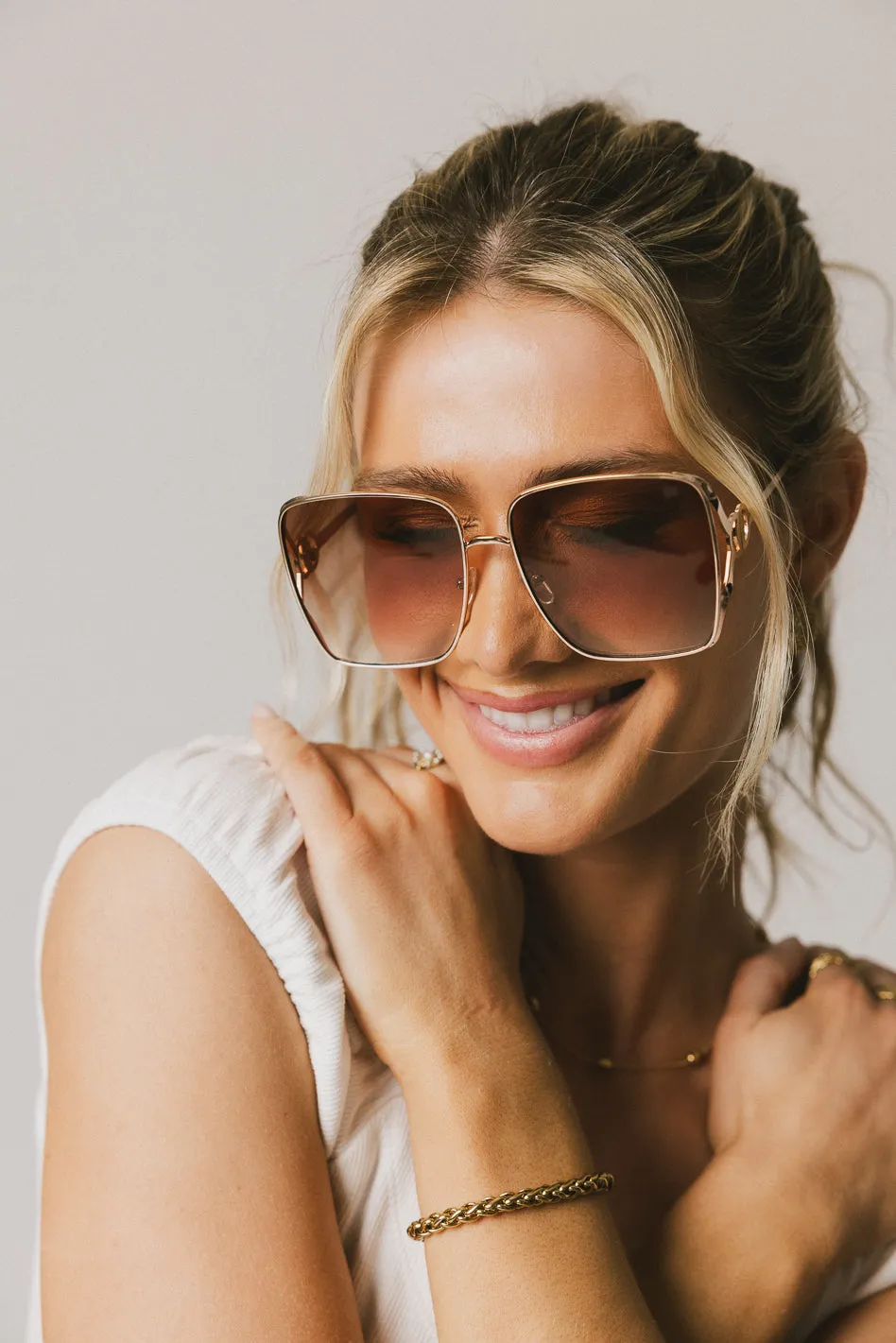 Brecken Oversized Sunglasses in Brown sold by bohme