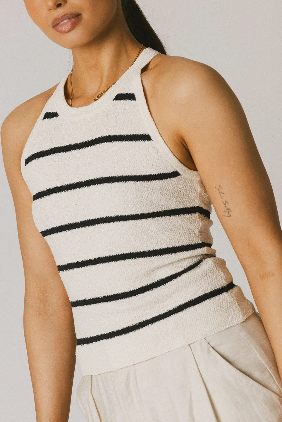Kamari Striped Tank Top in Navy - FINAL SALE sold by bohme