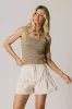 Harpa Tiered Mini Shorts in Oatmeal - FINAL SALE sold by bohme