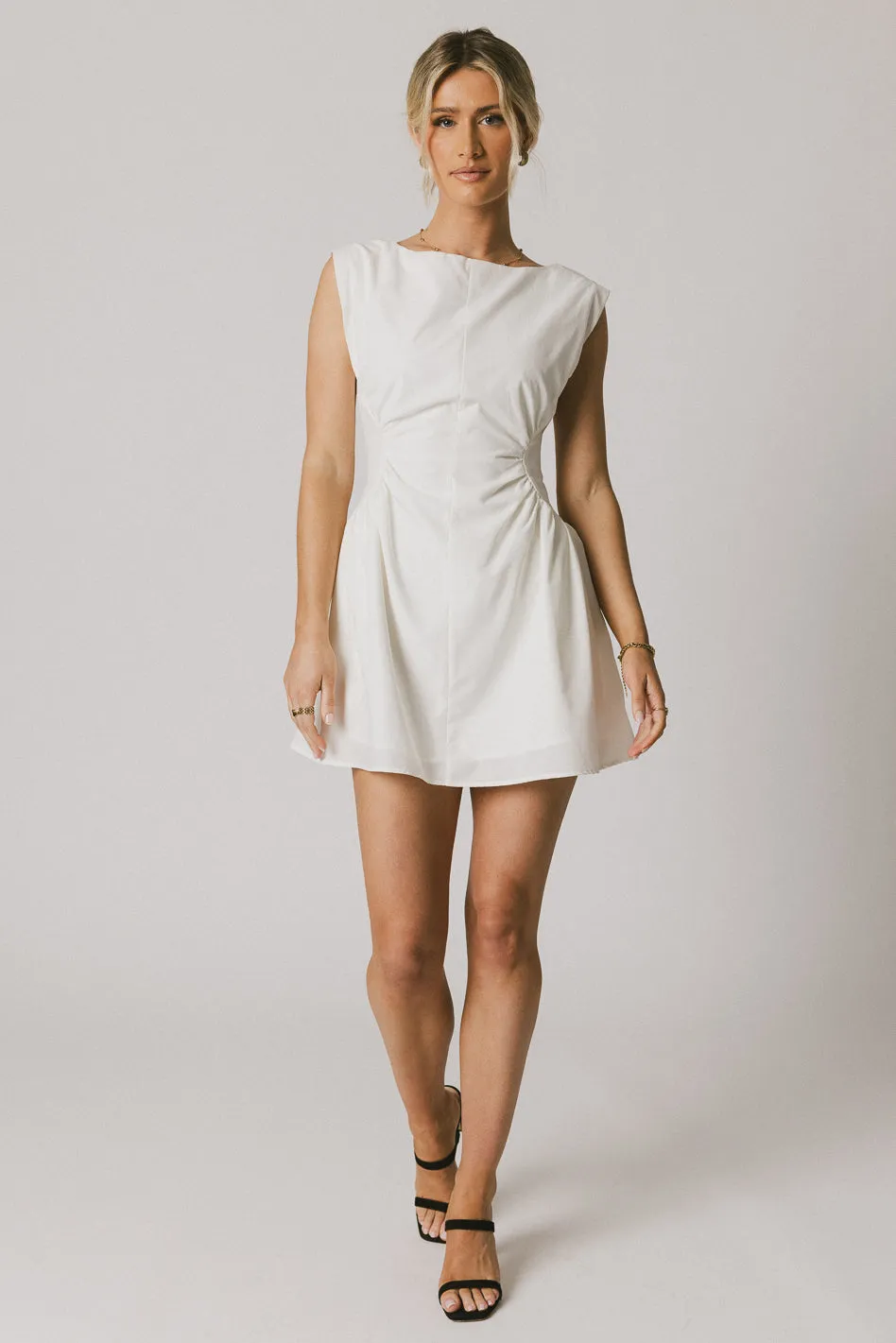 Jemma Mini Dress in White sold by bohme