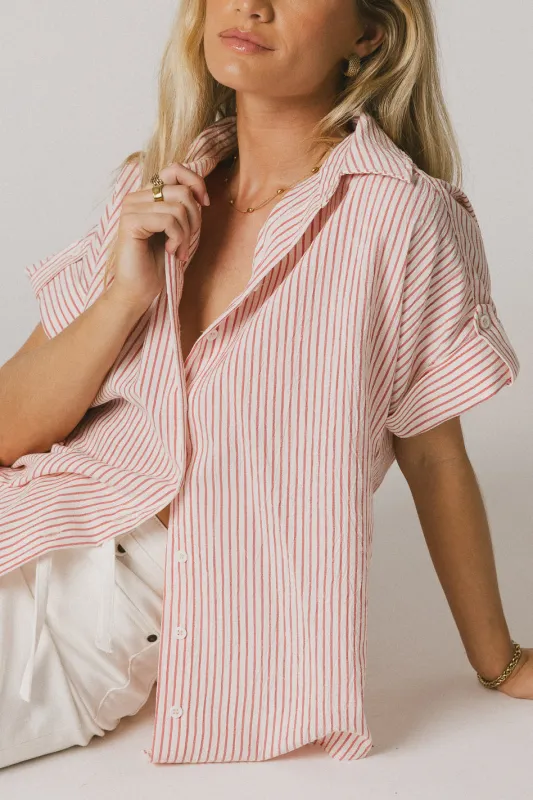 Douglas Striped Button Up in Red - FINAL SALE sold by bohme