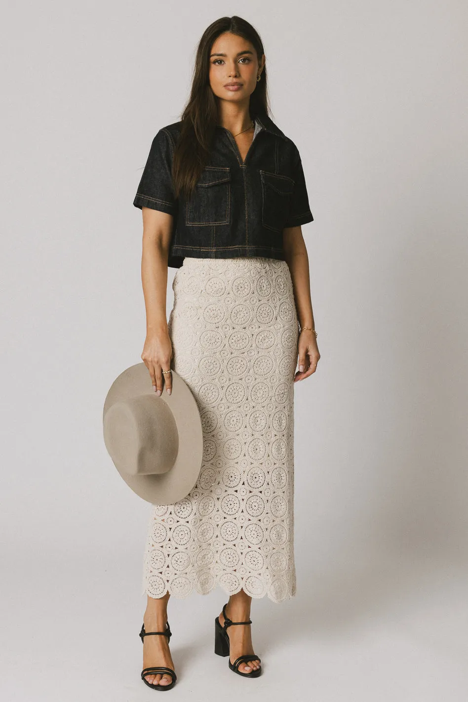 Farris Denim Collared Top in Dark Wash - FINAL SALE sold by bohme product image thumbnail 3