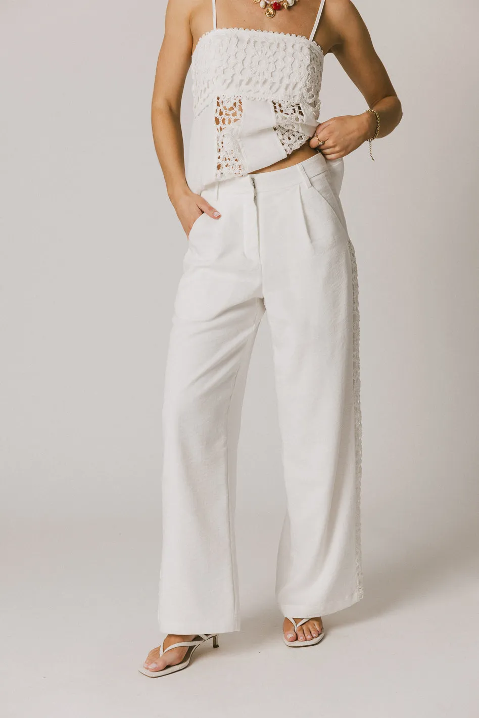 Karie Crochet Pants in White - FINAL SALE sold by bohme