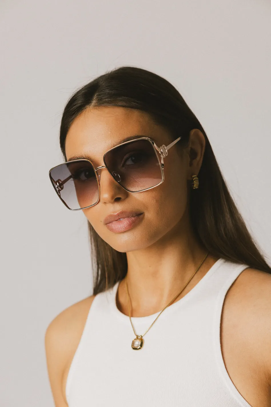 Brecken Oversized Sunglasses in Grey sold by bohme product image thumbnail 2