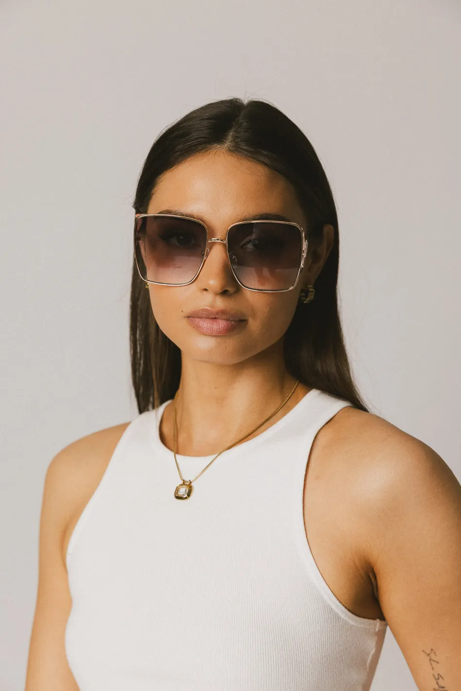 Brecken Oversized Sunglasses in Grey sold by bohme product image thumbnail 3