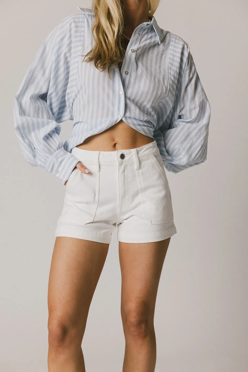 Maggie Utility Shorts in White sold by bohme