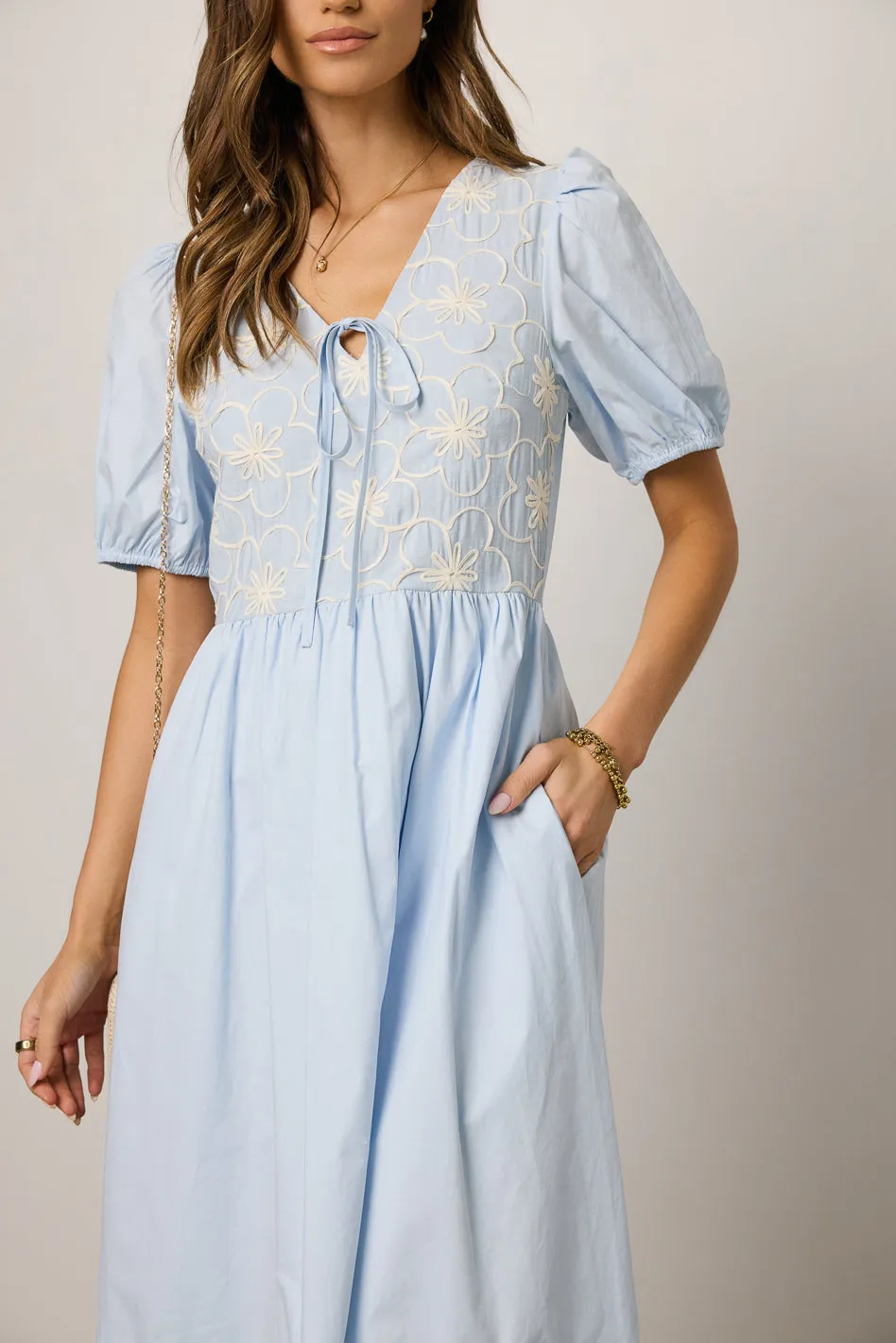 Jozette Floral Midi Dress in Blue - FINAL SALE sold by bohme product image thumbnail 4