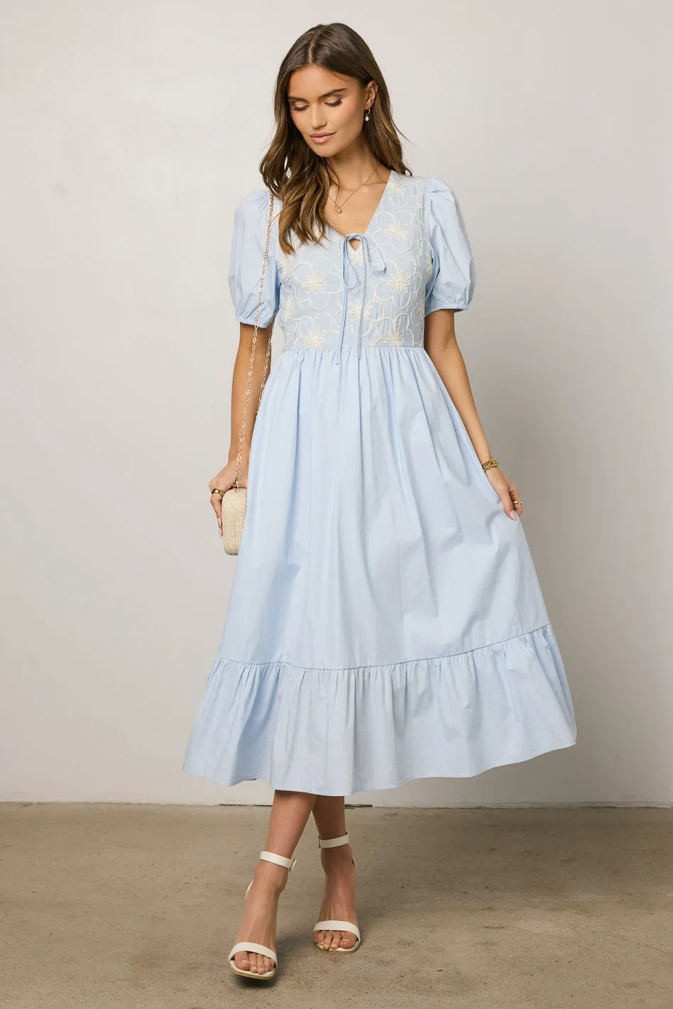 Jozette Floral Midi Dress in Blue - FINAL SALE sold by bohme product image thumbnail 3