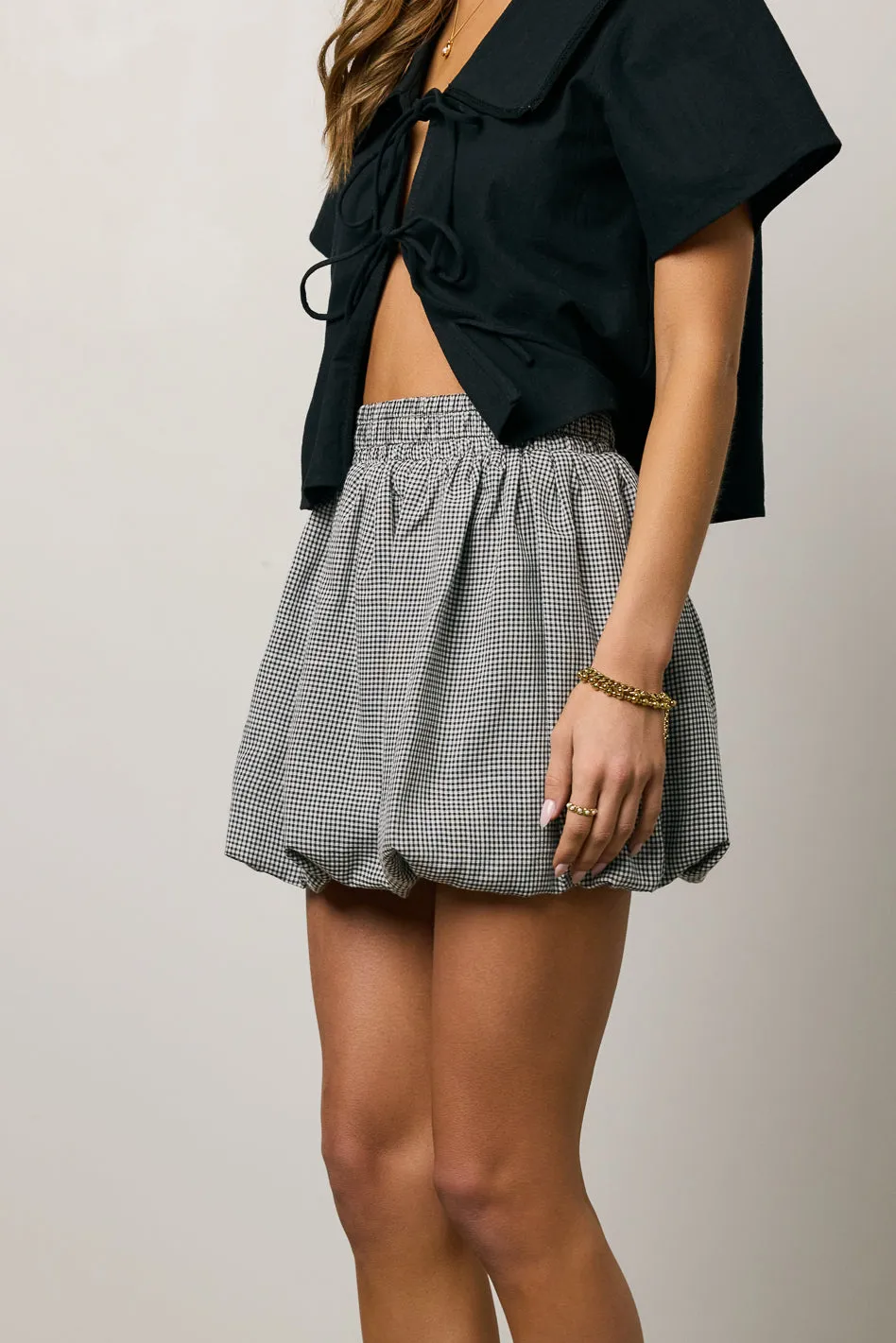 Rallie Bubble Mini Skirt in Black - FINAL SALE sold by bohme product image thumbnail 2