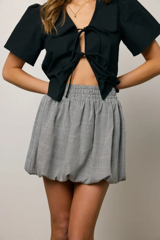 Rallie Bubble Mini Skirt in Black sold by bohme