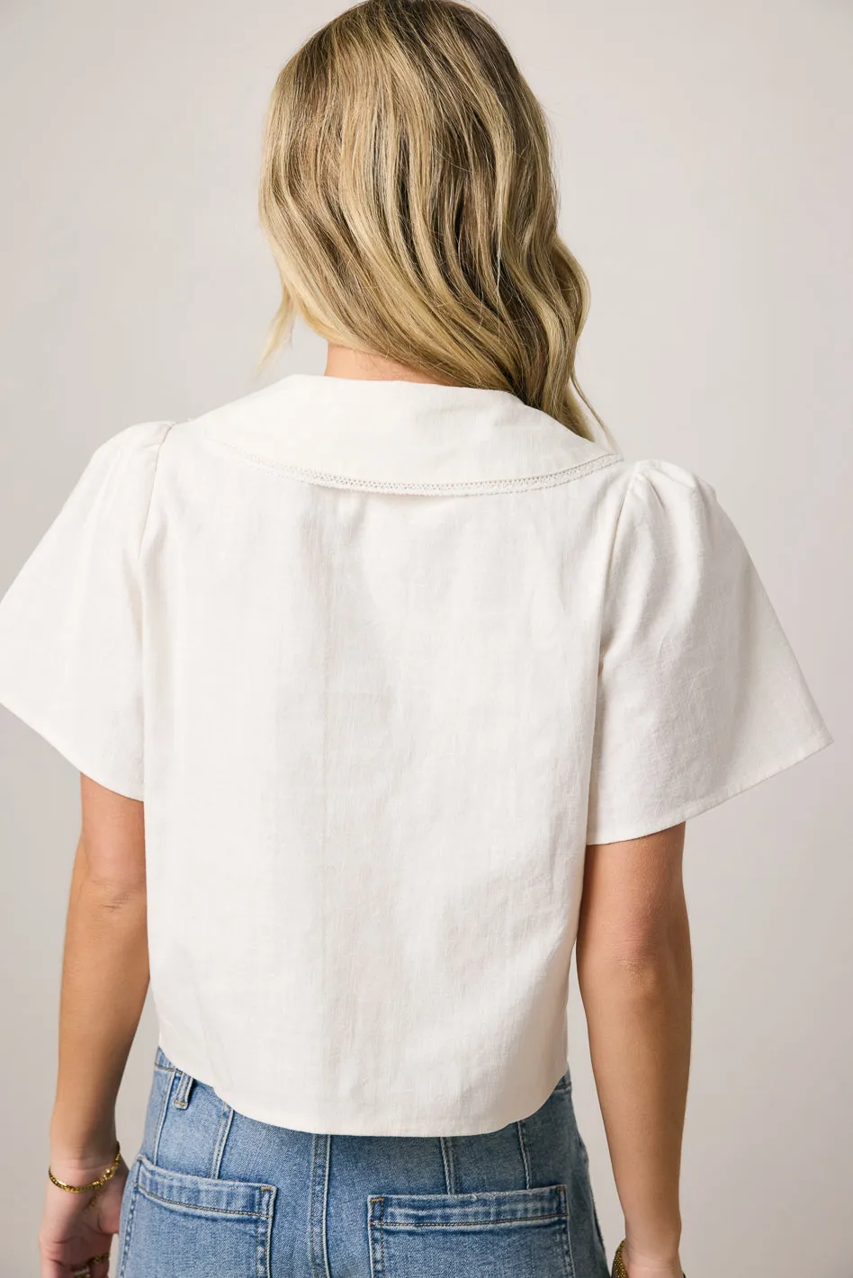 Ethan Tie Front Blouse in White sold by bohme product image thumbnail 3