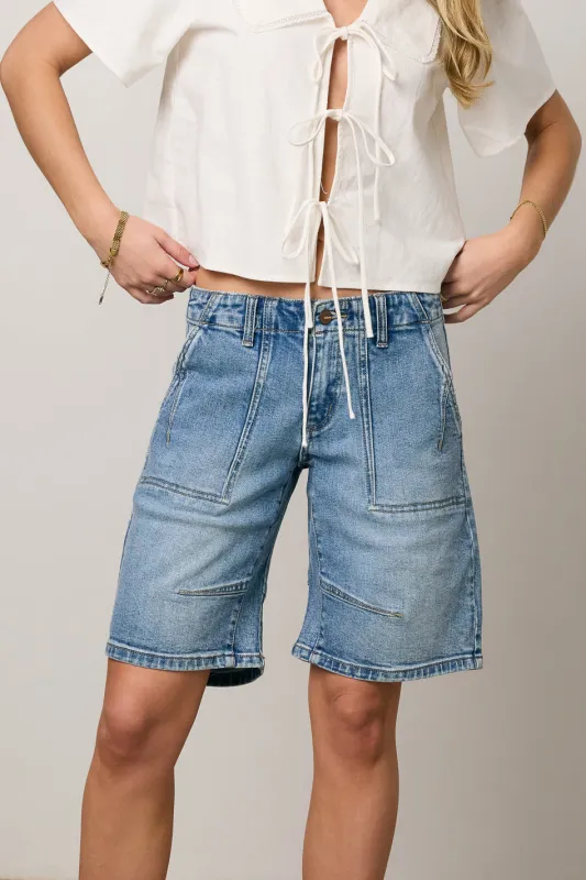 Ally Mid Rise Denim Shorts in Medium Wash - FINAL SALE sold by bohme