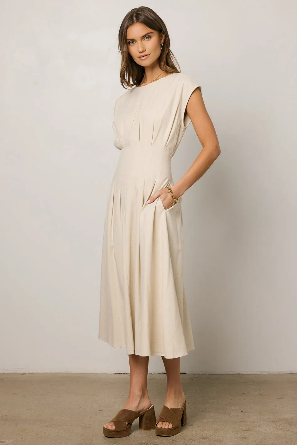Isla Midi Dress in Oatmeal sold by bohme product image thumbnail 5