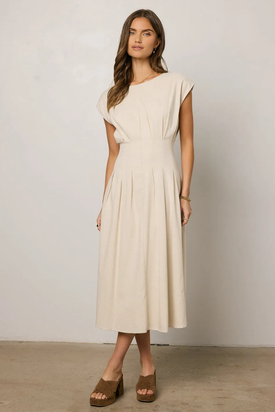 Isla Midi Dress in Oatmeal sold by bohme