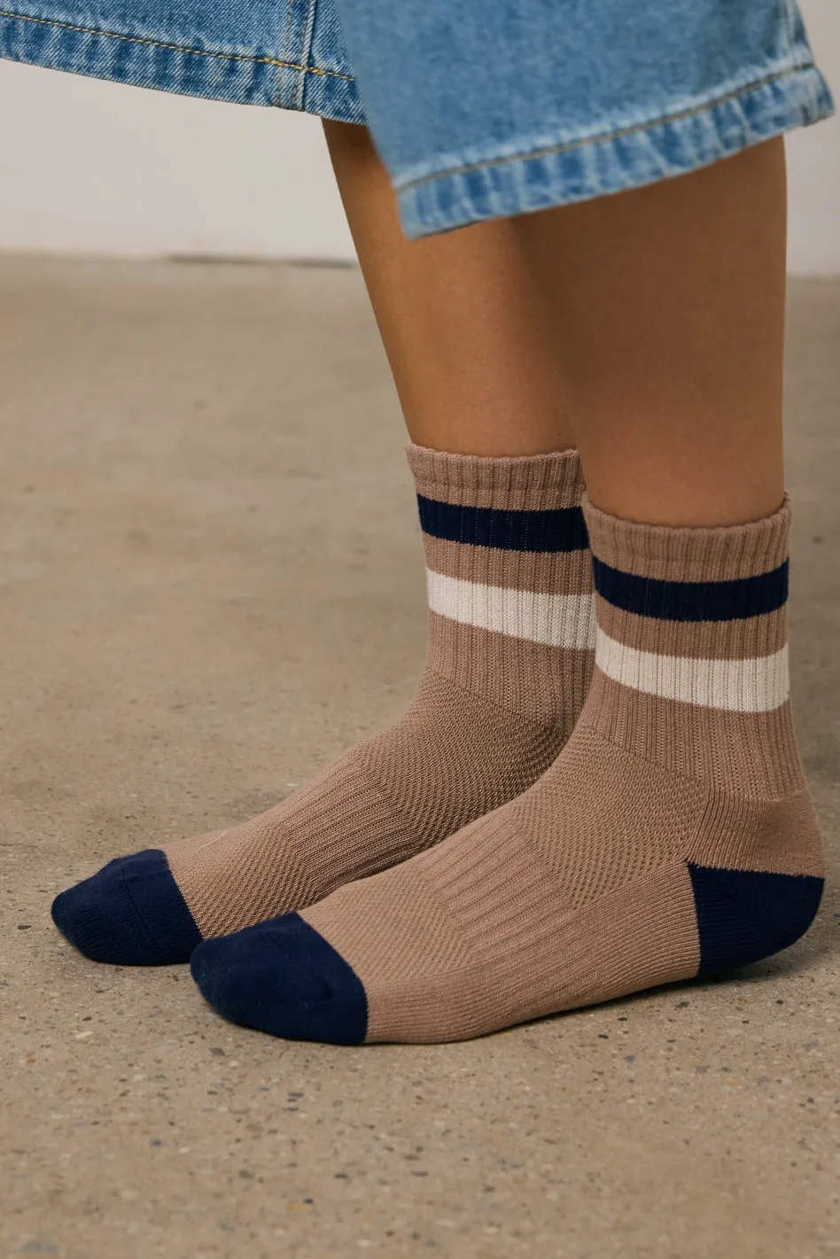 Striped Knit Socks in Mocha sold by bohme product image thumbnail 3