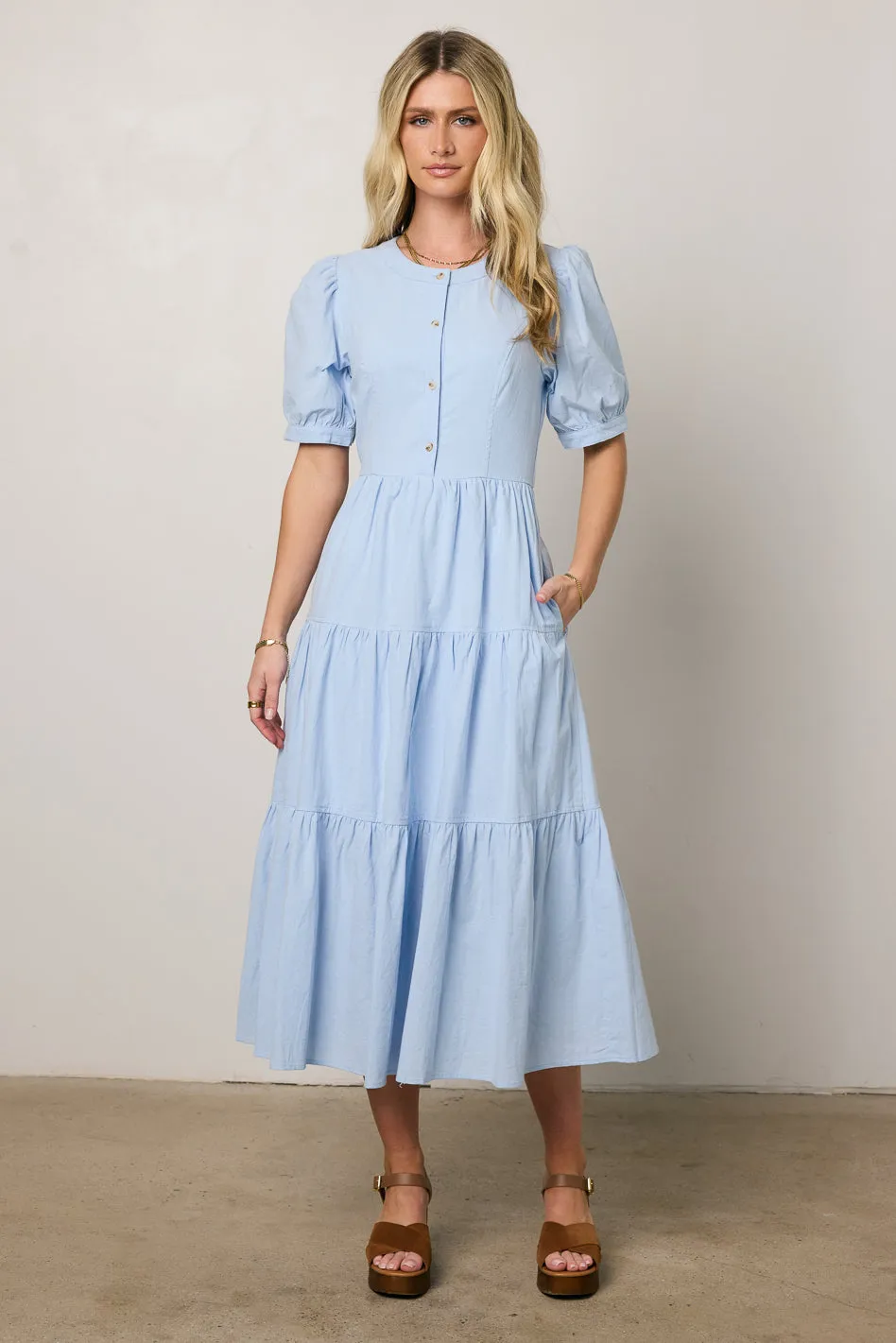 Finey Button Front Maxi Dress in Blue - FINAL SALE sold by bohme