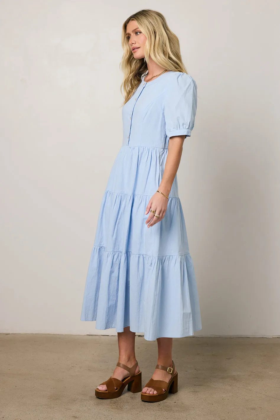 Finey Button Front Maxi Dress in Blue - FINAL SALE sold by bohme product image thumbnail 3