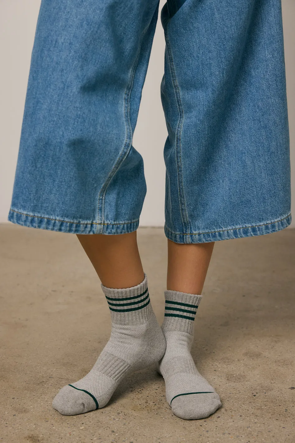 Basic Stripe Crew Sock in Grey sold by bohme