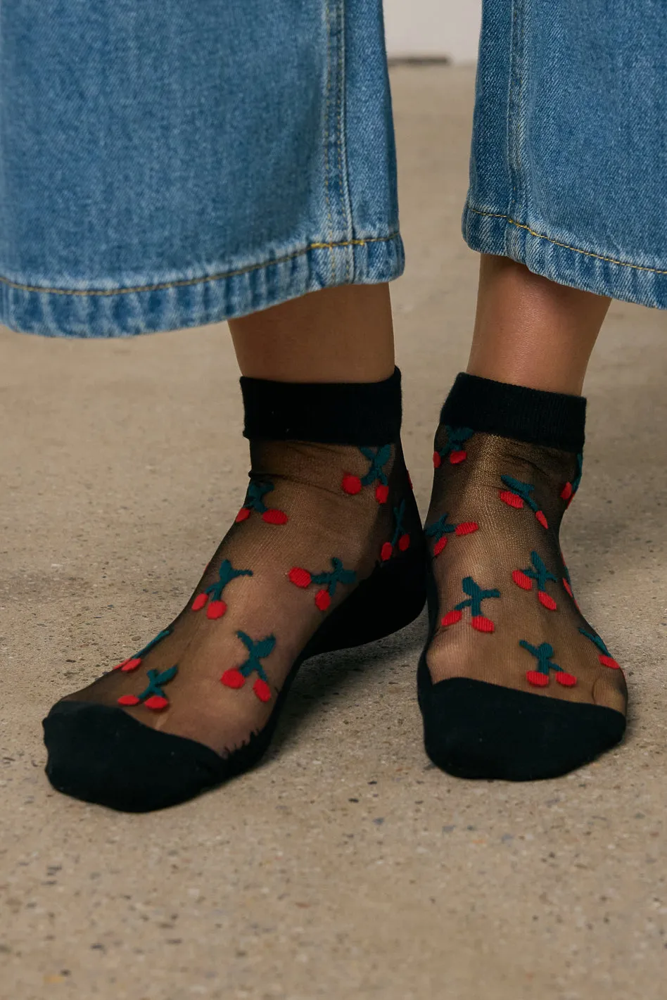 Sheer Cherry Socks in Black sold by bohme product image thumbnail 4