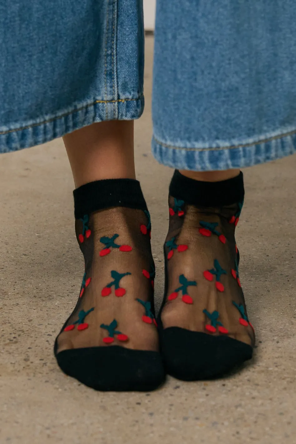 Sheer Cherry Socks in Black sold by bohme product image thumbnail 3