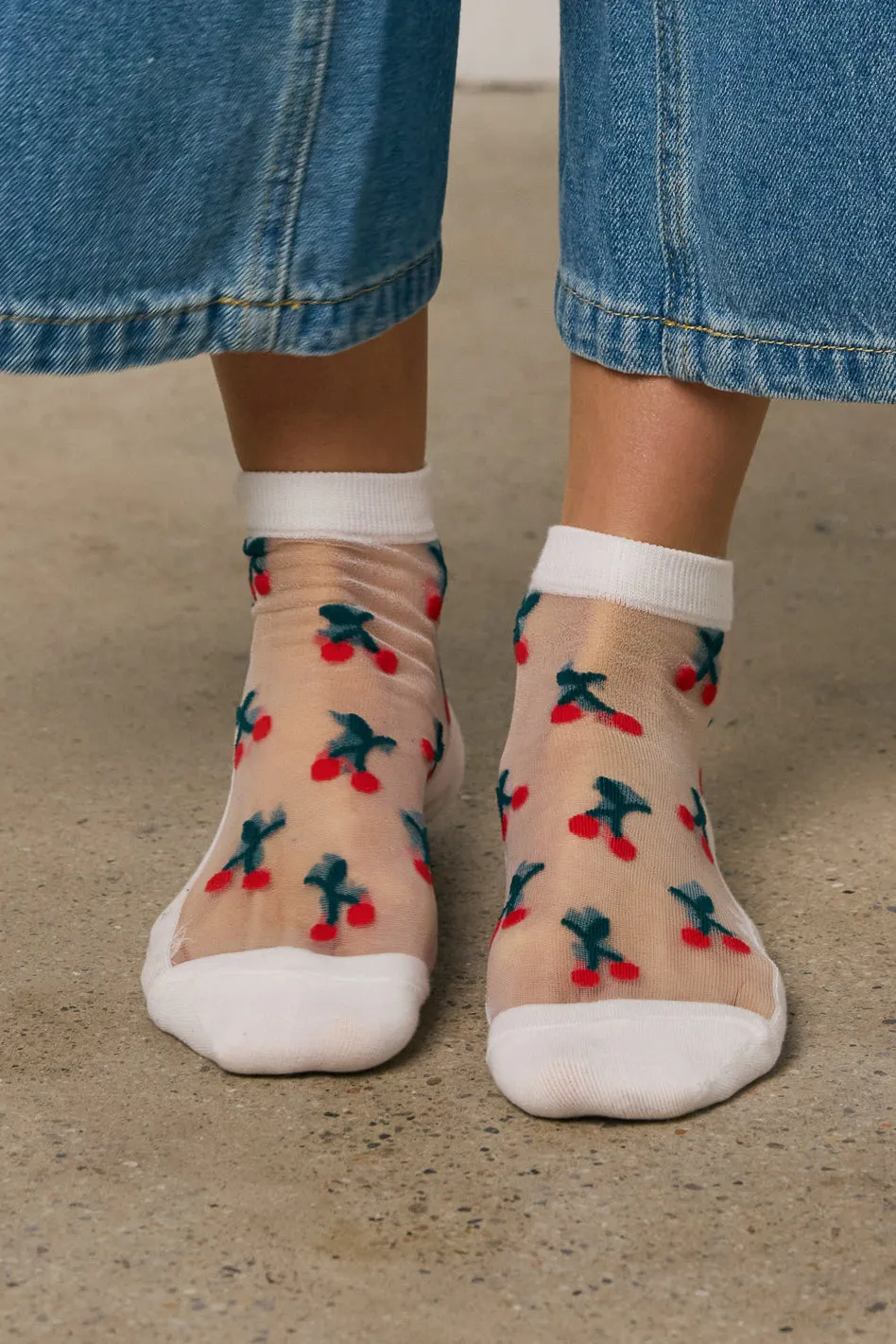Sheer Cherry Socks in White sold by bohme product image thumbnail 2