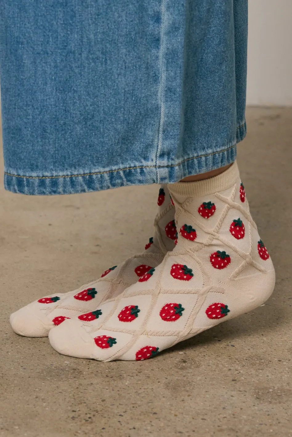 Strawberry Socks in Beige sold by bohme product image thumbnail 4