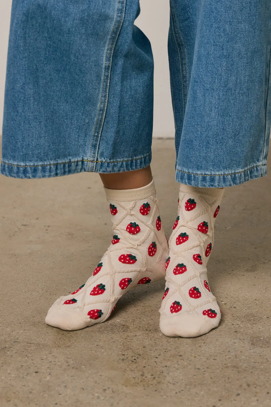 Strawberry Socks in Beige sold by bohme