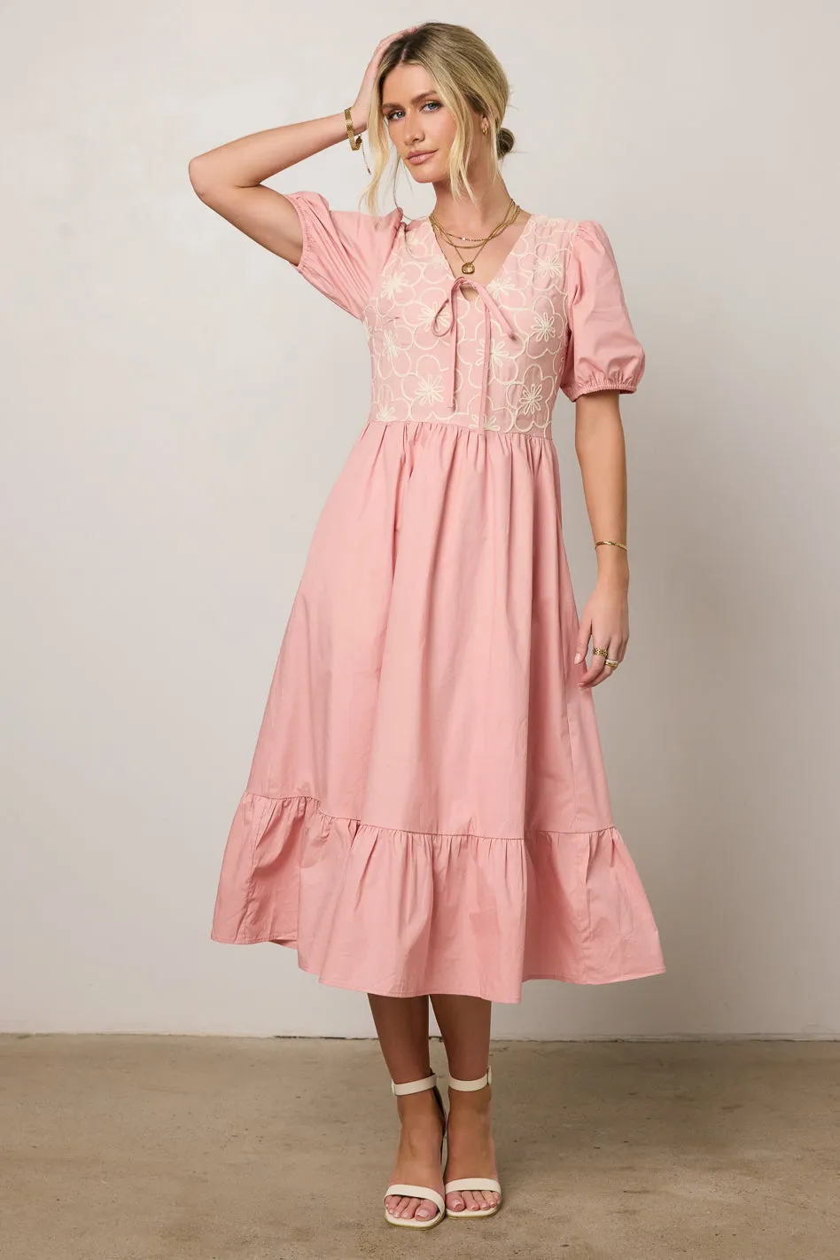 Jozette Floral Midi Dress in Pink - FINAL SALE sold by bohme