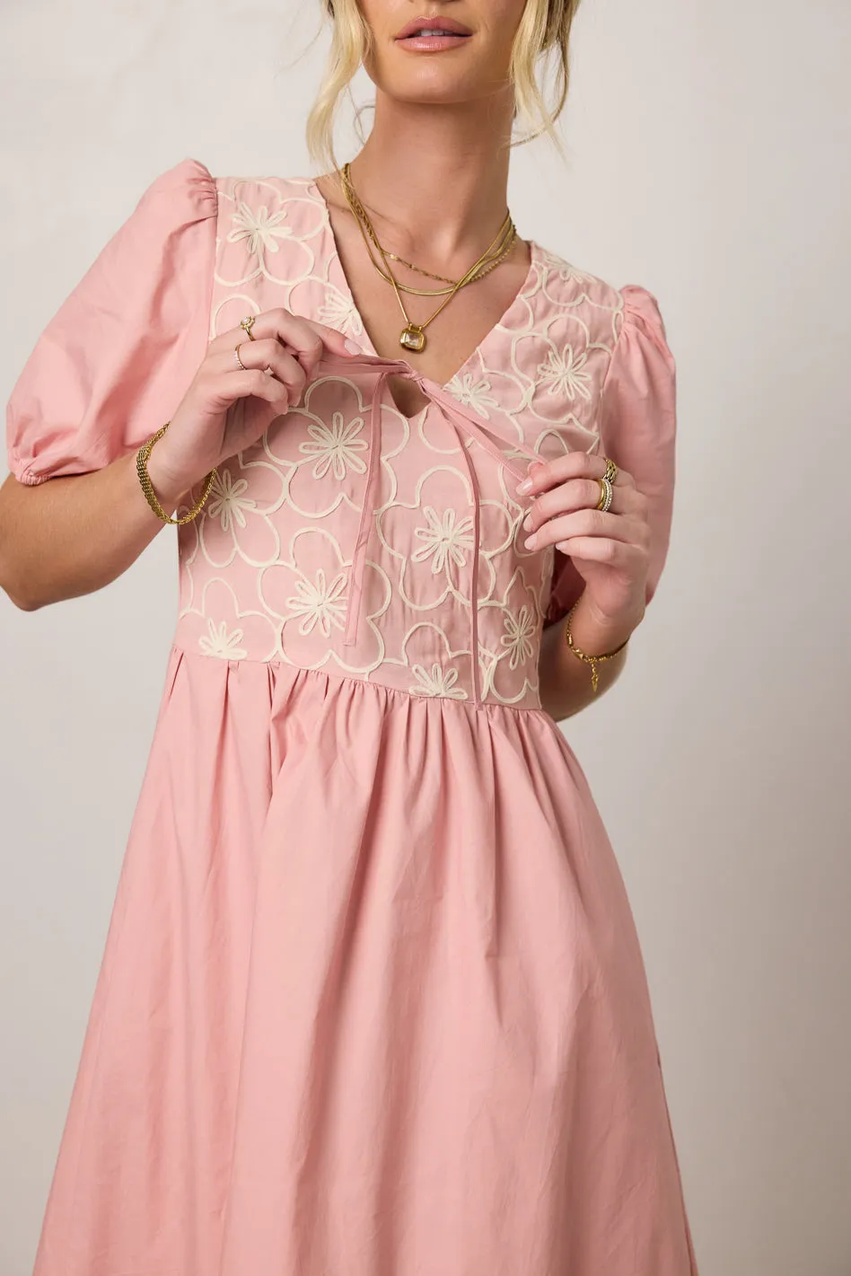 Jozette Floral Midi Dress in Pink - FINAL SALE sold by bohme product image thumbnail 2