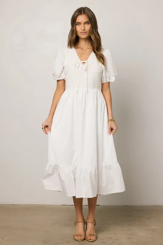 Jozette Floral Midi Dress in Off White - FINAL SALE sold by bohme