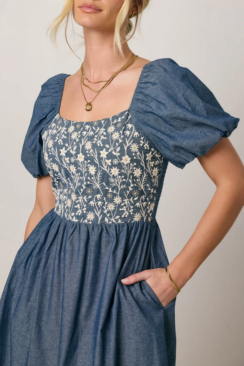 Tesalina Denim Midi Dress - FINAL SALE sold by bohme product image thumbnail 3
