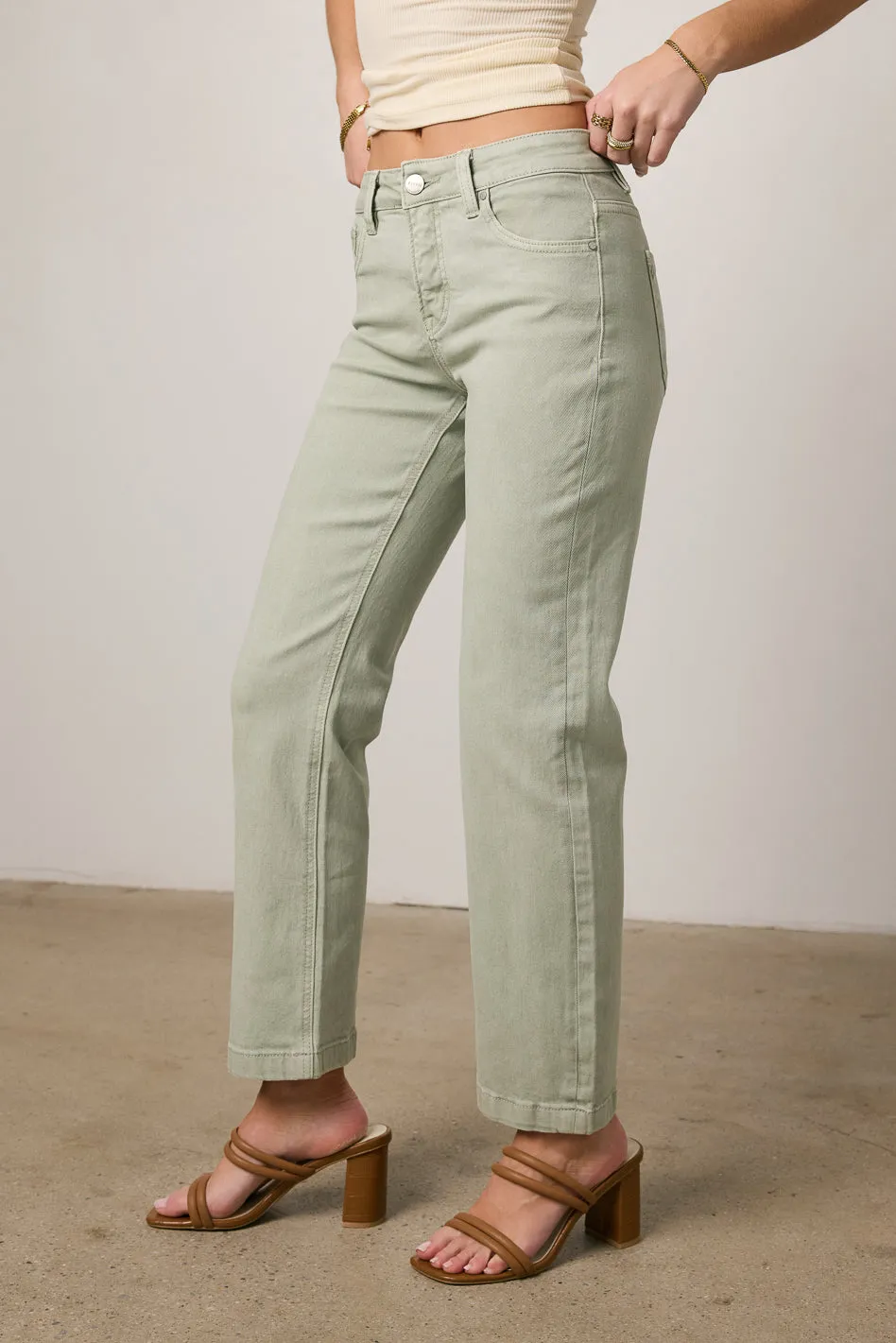 Nyla Straight Leg Jeans in Sage - FINAL SALE sold by bohme product image thumbnail 2