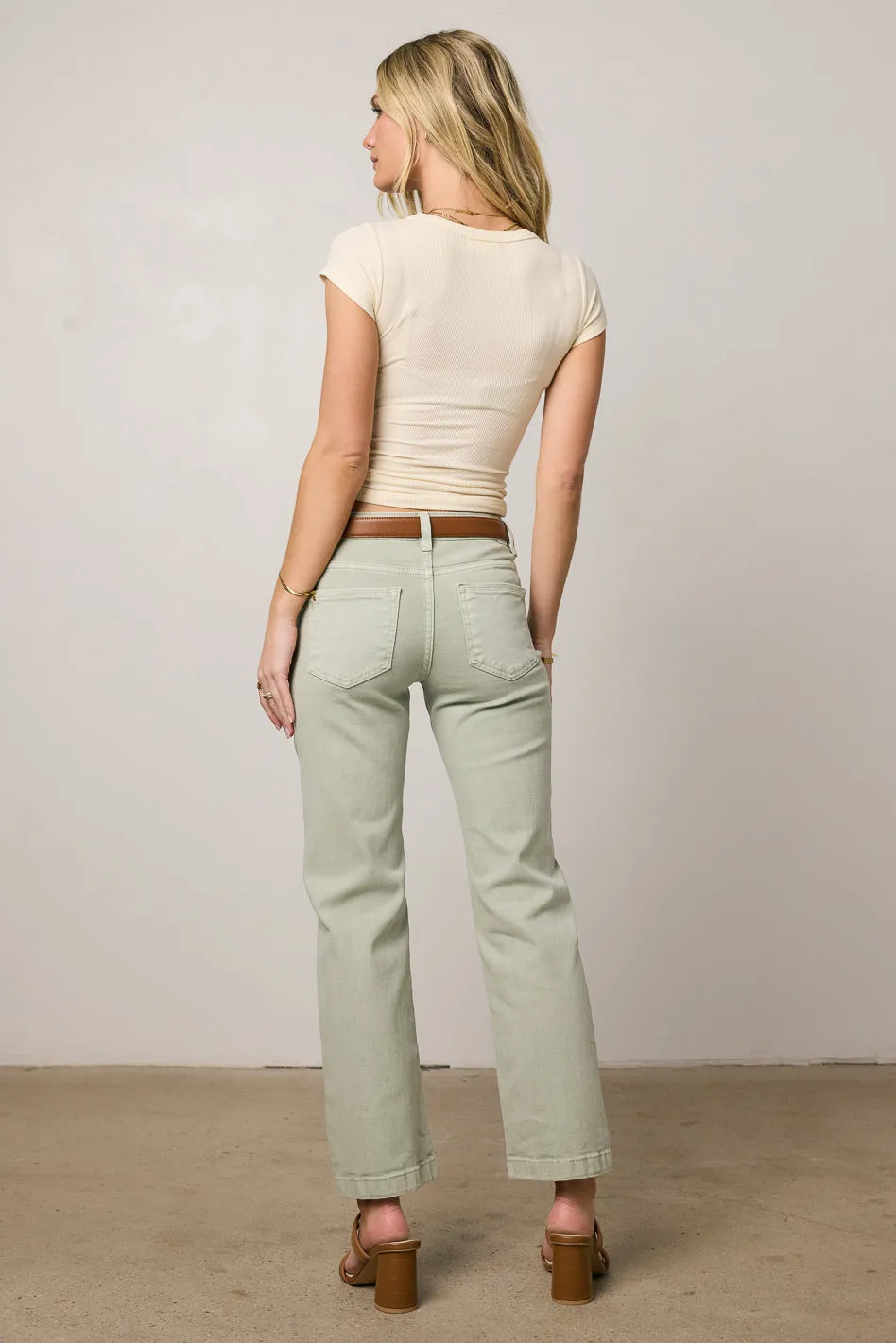 Nyla Straight Leg Jeans in Sage - FINAL SALE sold by bohme product image thumbnail 5