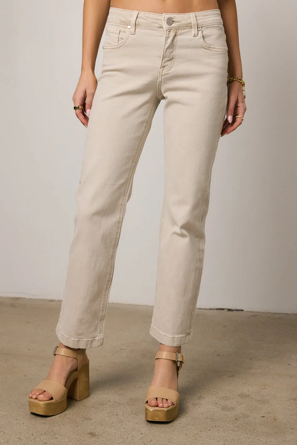 Nyla Straight Leg Jeans in Beige - FINAL SALE sold by bohme