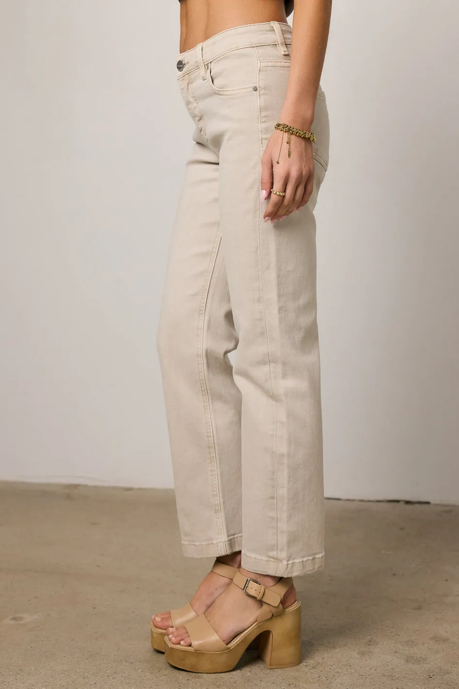 Nyla Straight Leg Jeans in Beige - FINAL SALE sold by bohme product image thumbnail 3