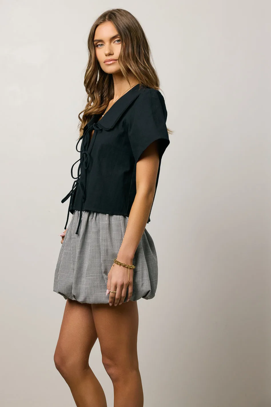 Ethan Tie Front Blouse in Black sold by bohme product image thumbnail 4