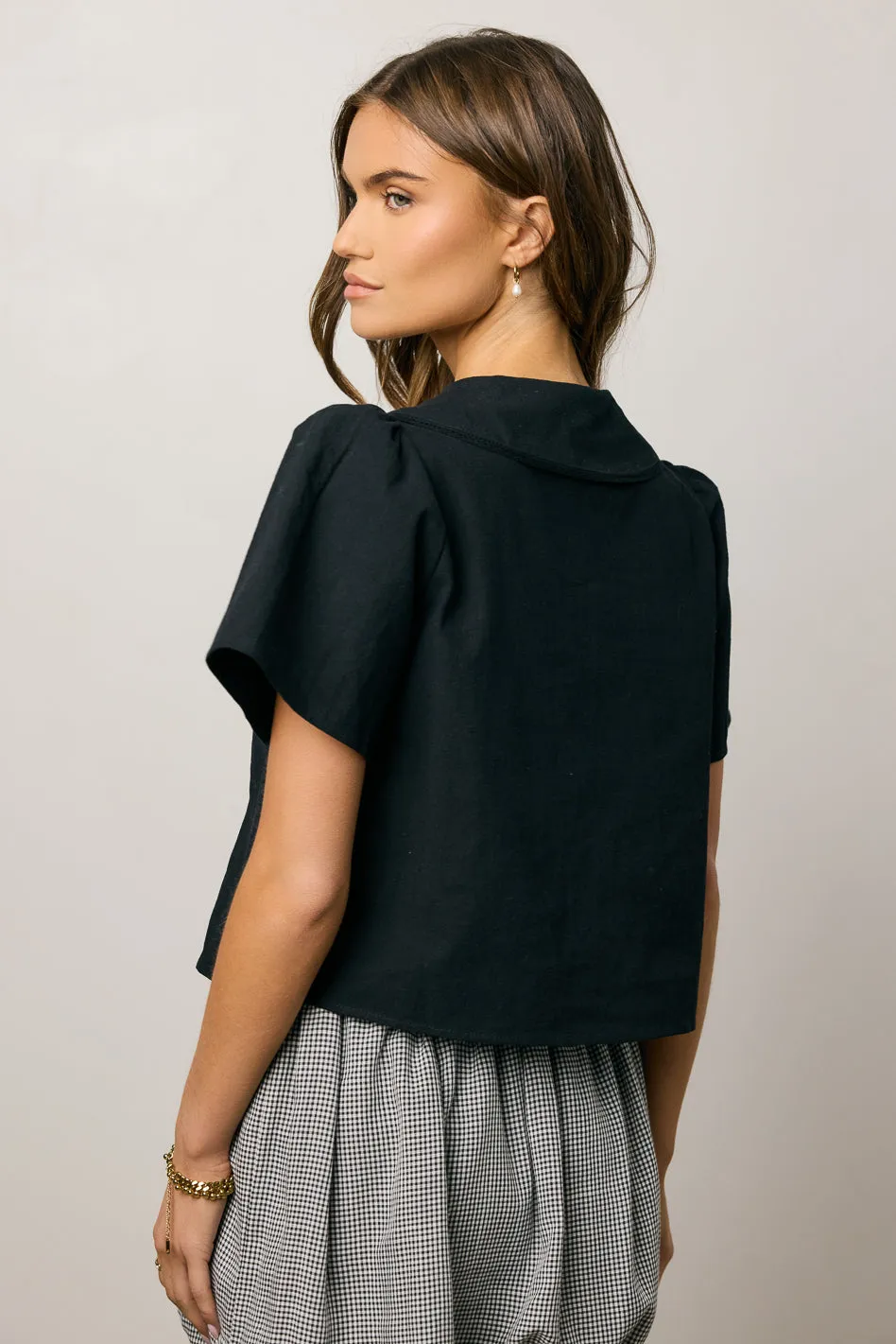 Ethan Tie Front Blouse in Black sold by bohme product image thumbnail 5