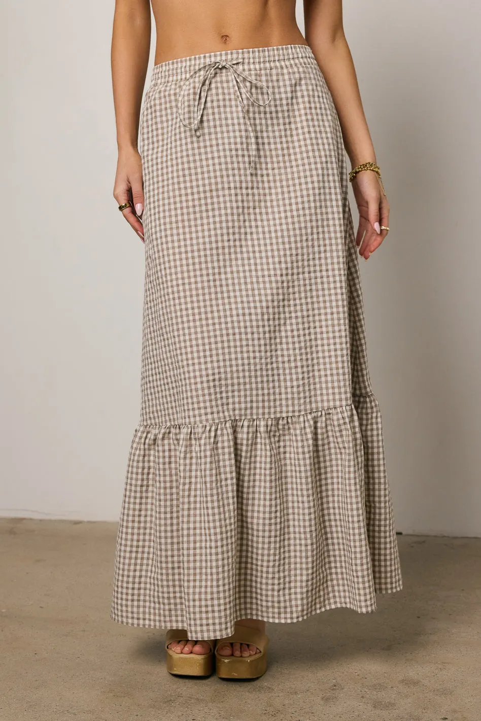 Willie Gingham Maxi Skirt sold by bohme