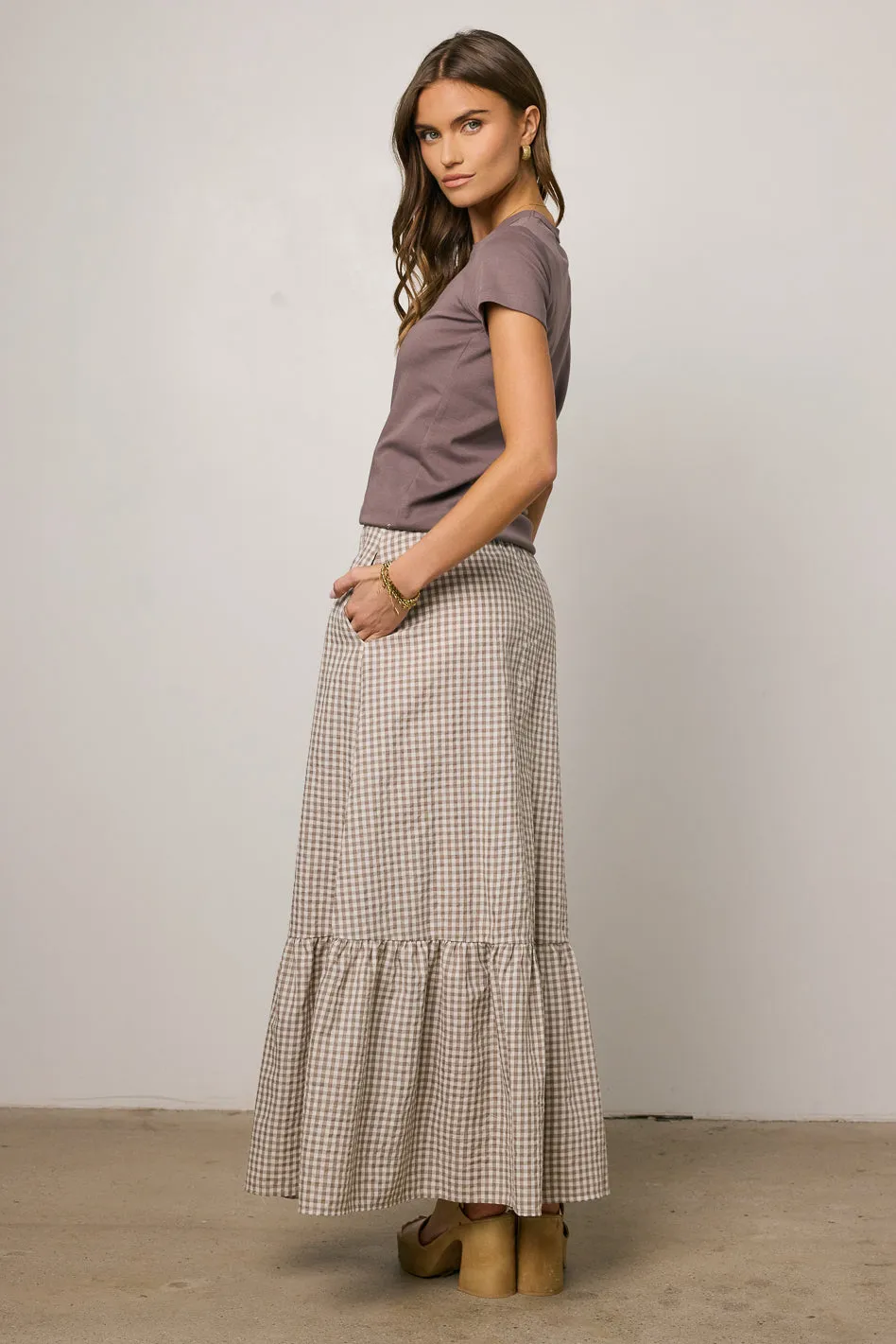 Willie Gingham Maxi Skirt sold by bohme product image thumbnail 4